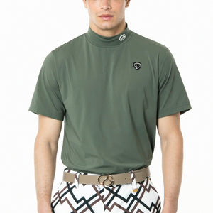 ロゴパイピングつきモックネックシャツ