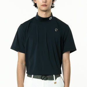 ロゴパイピングつきモックネックシャツ