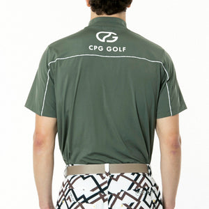 ロゴパイピングつきモックネックシャツ