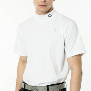 ロゴパイピングつきモックネックシャツ