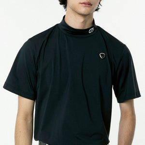 ロゴパイピングつきモックネックシャツ