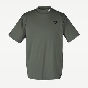 ロゴパイピングつきモックネックシャツ