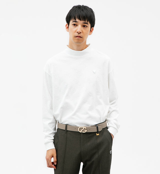 【New Arrival】ロゴジャガード柄モックネックLS｜MEN