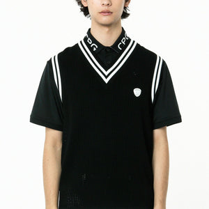 ラインリブ入りメッシュニットベスト