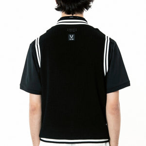 ラインリブ入りメッシュニットベスト