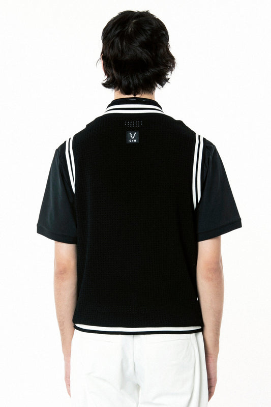 ラインリブ入りメッシュニットベスト