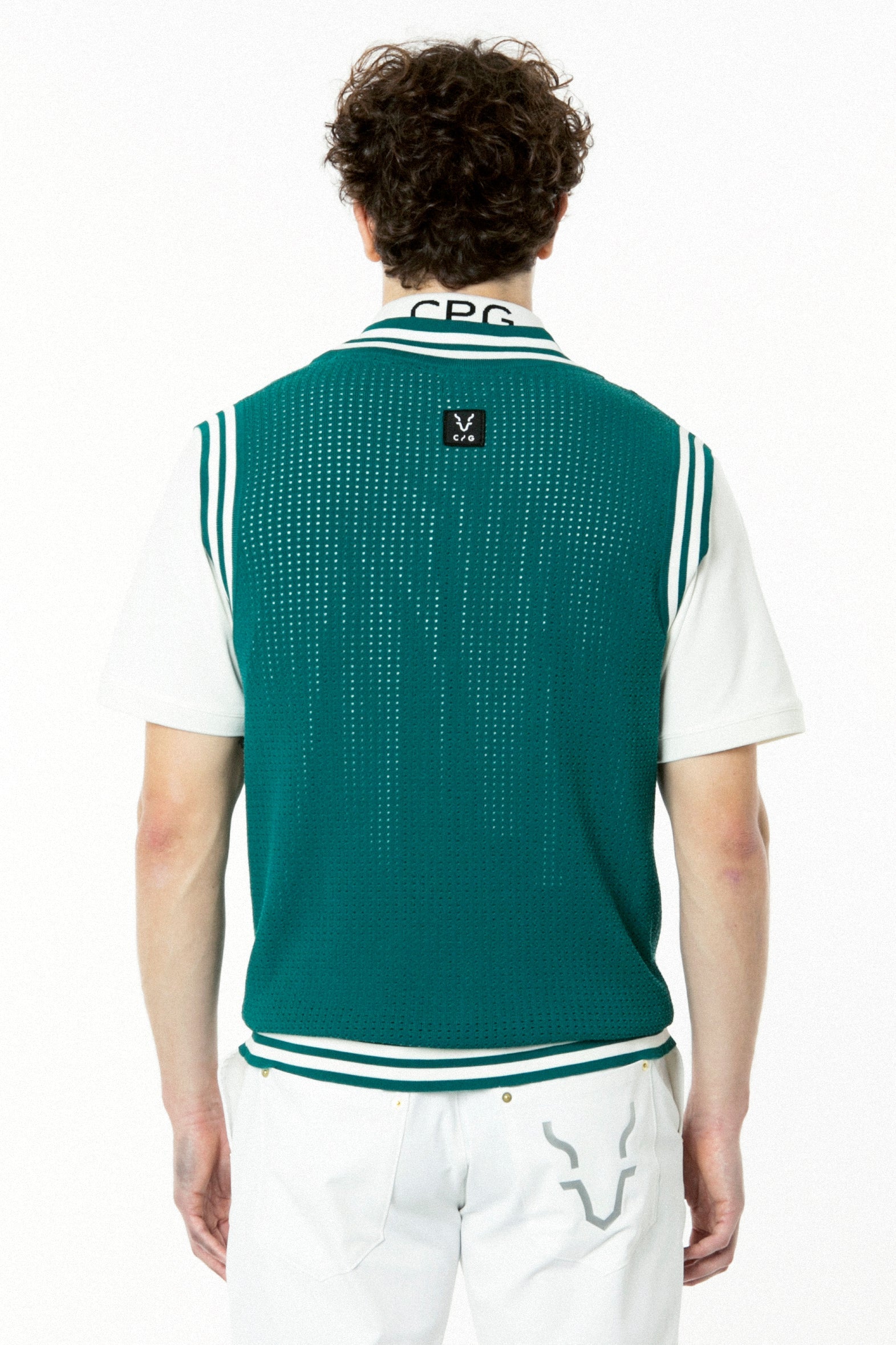 【Sample】ラインリブ入りメッシュニットベスト | MEN