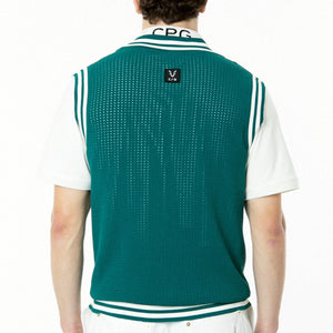 ラインリブ入りメッシュニットベスト