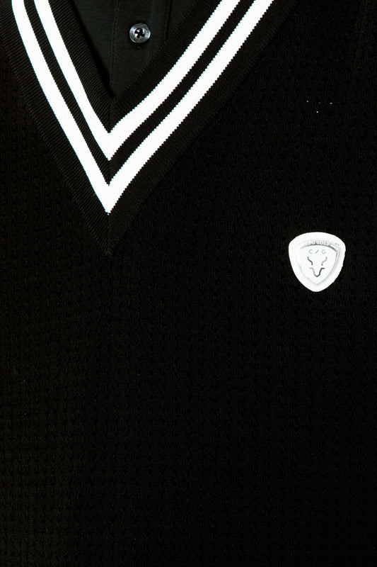 ラインリブ入りメッシュニットベスト