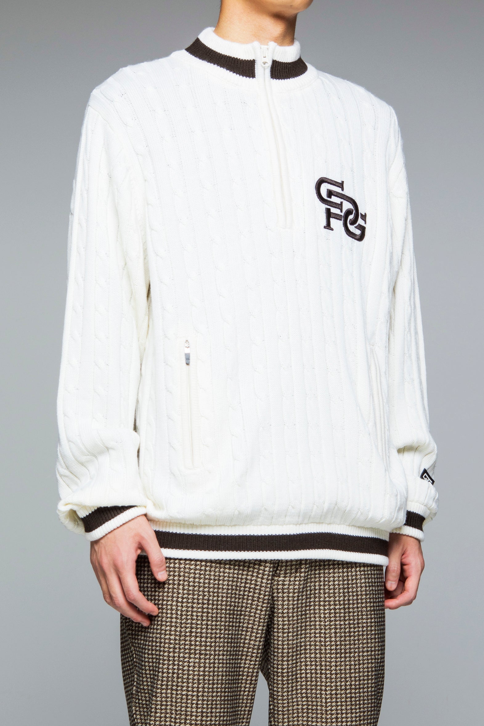 【9월 9일 이후 출하】 half zip knit blouson(하프 Zip 니트 블루존)