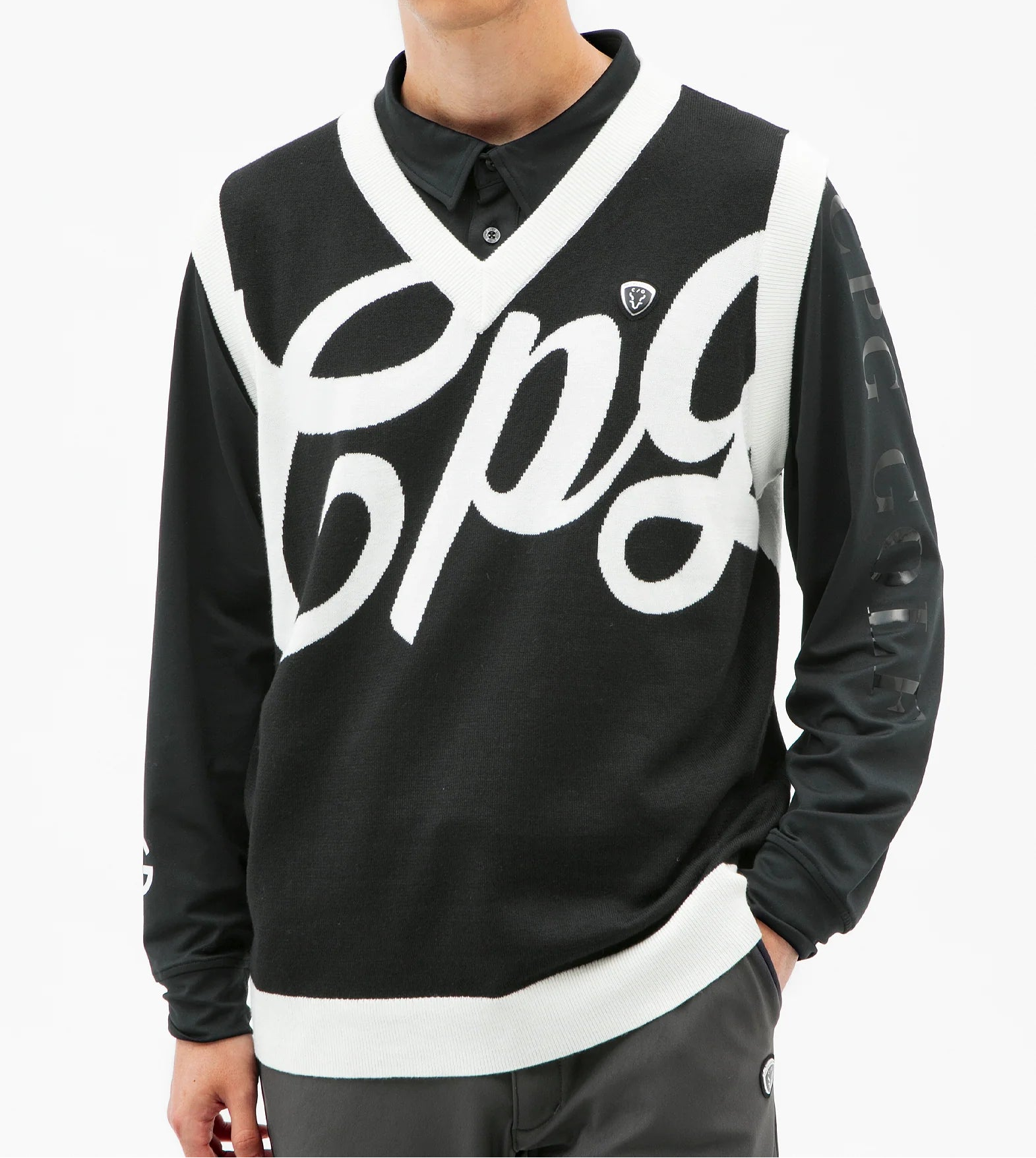 インターシャビッグロゴニットベスト｜MEN -sample-