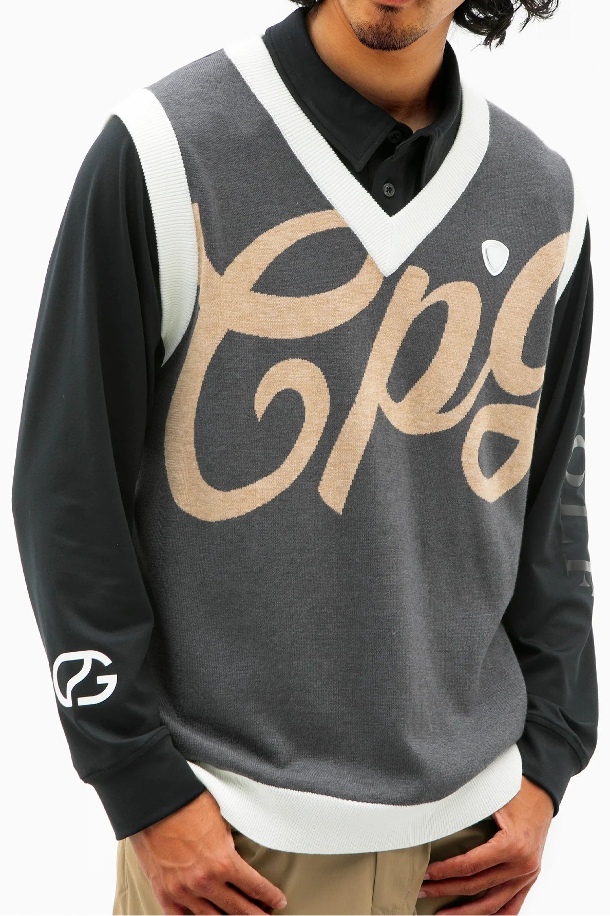 インターシャビッグロゴニットベスト｜MEN -sample-