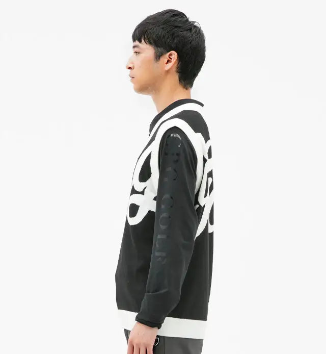 インターシャビッグロゴニットベスト｜MEN