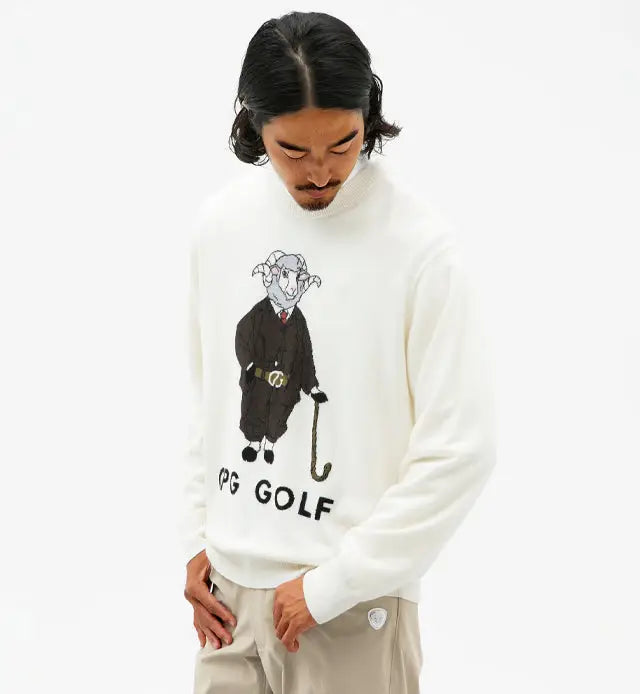 羊グラフィックインターシャニットPO｜MEN