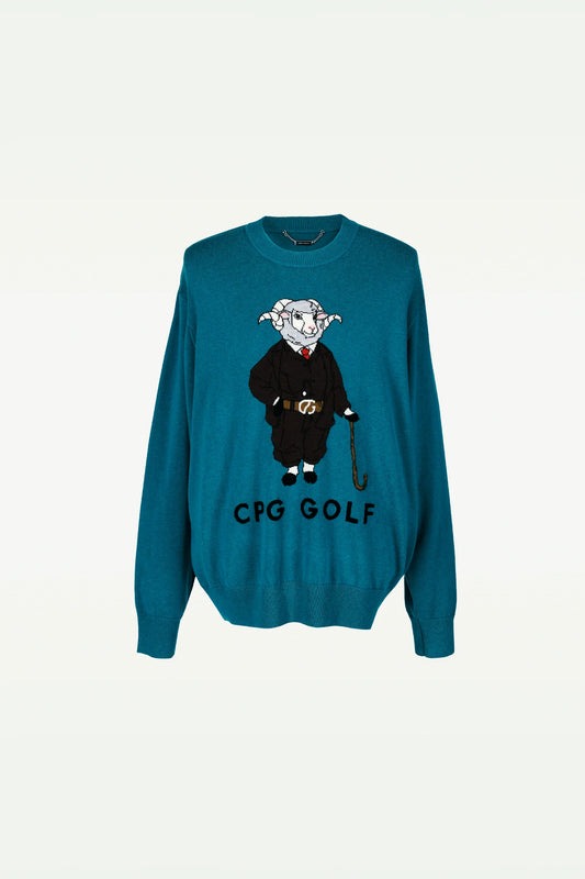 超美品 CPG GOLF シーピージーゴルフ ニット セーター グレー サイズ2 シーピージーゴルフ | 羊グラフィックインターシャニットPO | ゴルフ