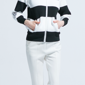 【9월 9일 이후 출하】 Border knit zip blouson(보더 니트 ZIP 블루존)