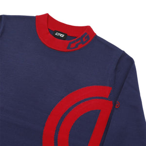 【9 월 9 일 이후 출하】 Middle neck logo motif knit sweater (미들 넥 로고 모티브 니트 스웨터) | WOMEN