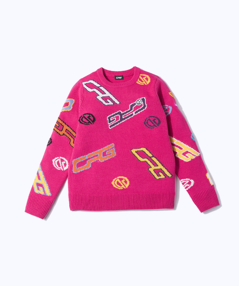 【9월 9일 이후 출하】 Crew neck logo pattern knit pullover(크루넥 로고 무늬 니트 풀오버)