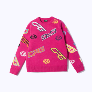 【9월 9일 이후 출하】 Crew neck logo pattern knit pullover(크루넥 로고 무늬 니트 풀오버)