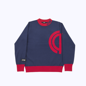 【9 월 9 일 이후 출하】 Middle neck logo motif knit sweater (미들 넥 로고 모티브 니트 스웨터) | WOMEN