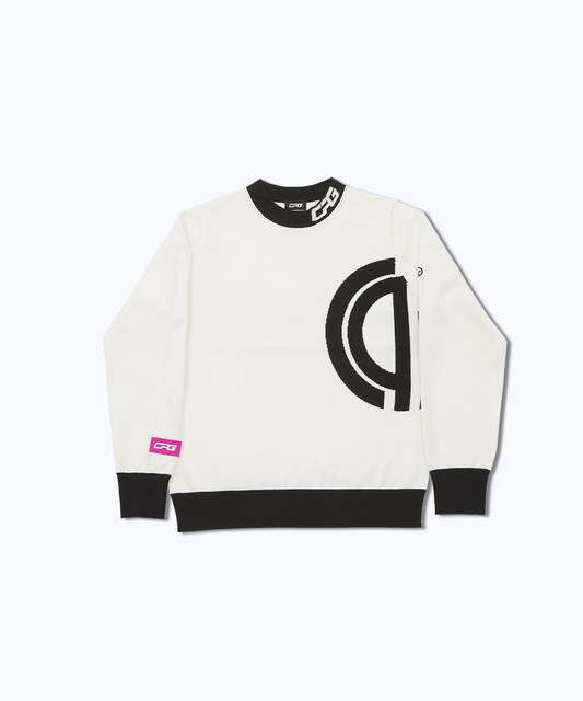 Middle neck logo motif knit sweater（ミドルネックロゴモチーフニットセーター）｜WOMEN