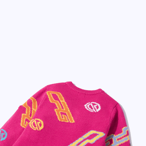 【9월 9일 이후 출하】 Crew neck logo pattern knit pullover(크루넥 로고 무늬 니트 풀오버)