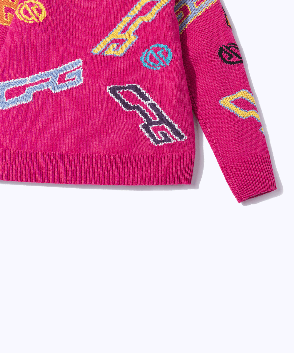 【9월 9일 이후 출하】 Crew neck logo pattern knit pullover(크루넥 로고 무늬 니트 풀오버)