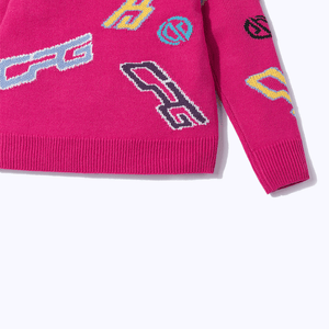 【9월 9일 이후 출하】 Crew neck logo pattern knit pullover(크루넥 로고 무늬 니트 풀오버)