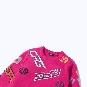 【9월 9일 이후 출하】 Crew neck logo pattern knit pullover(크루넥 로고 무늬 니트 풀오버)