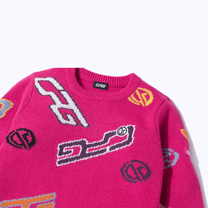 【9월 9일 이후 출하】 Crew neck logo pattern knit pullover(크루넥 로고 무늬 니트 풀오버)