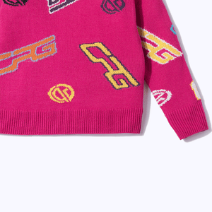 【9월 9일 이후 출하】 Crew neck logo pattern knit pullover(크루넥 로고 무늬 니트 풀오버)