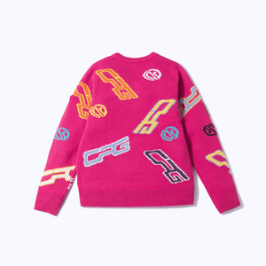 【9월 9일 이후 출하】 Crew neck logo pattern knit pullover(크루넥 로고 무늬 니트 풀오버)