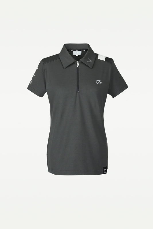 ショルダーライン切り替えジップアップ ショートスリーブ  CPGゴルフ 半袖 Tシャツ レディース ゴルフウェア
