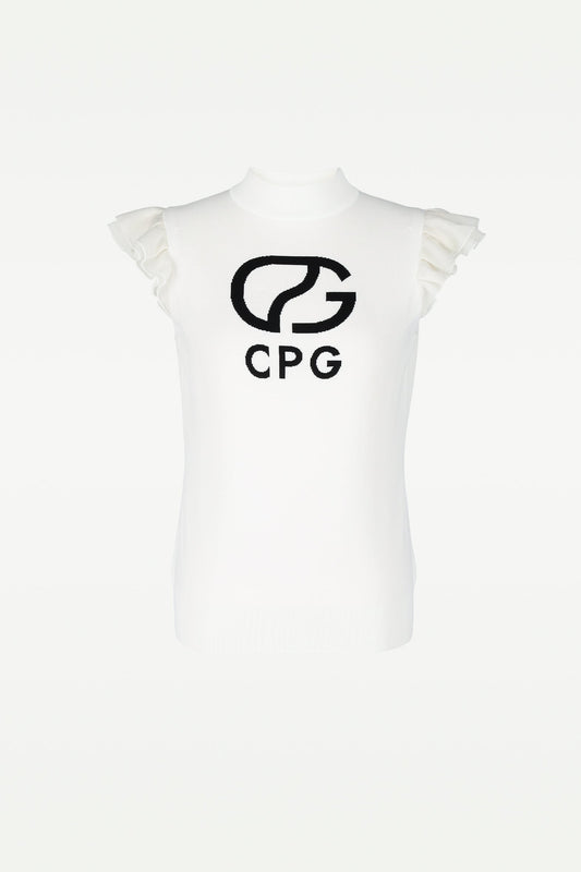 インターシャサマーニットプルオーバー ノースリーブ CPGゴルフ レディースゴルフウェア