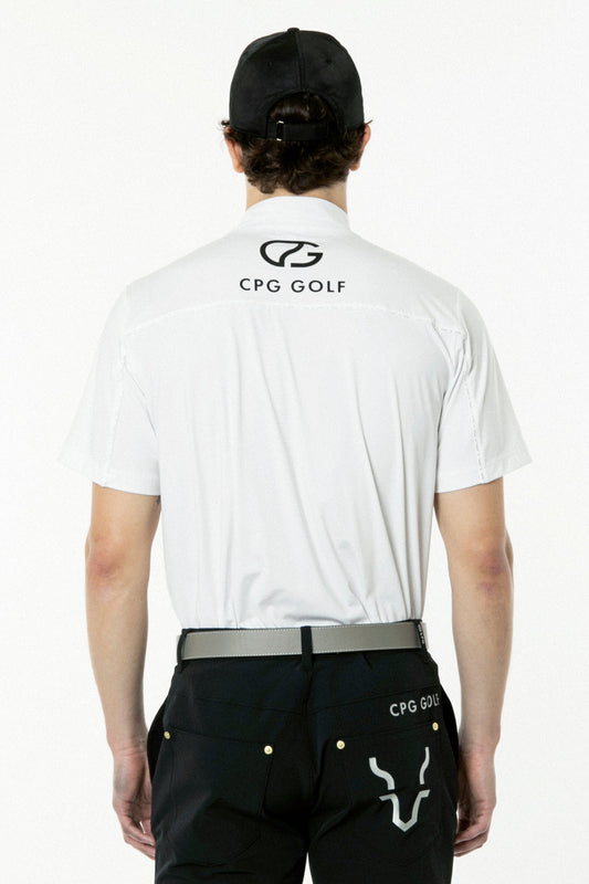 ロゴパイピングつきモックネックシャツ CPGゴルフ メンズ 半袖 Tシャツ ゴルフウェア