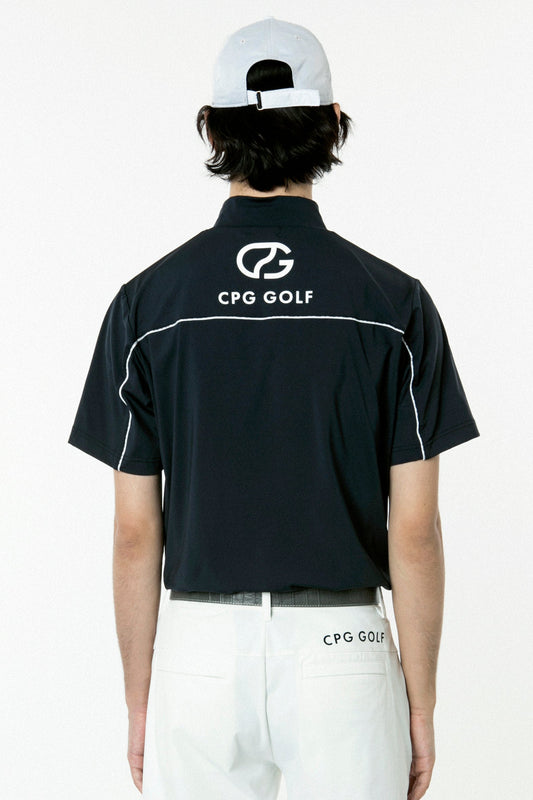 ロゴパイピングつきモックネックシャツ CPGゴルフ メンズ 半袖 Tシャツ ゴルフウェア