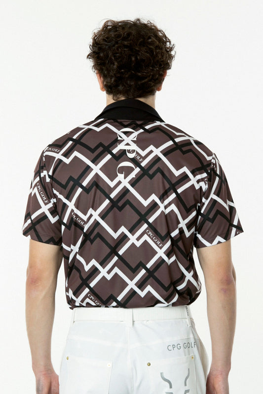 ジオメトリックプリントスキッパーショートスリーブ  CPGゴルフ メンズ 半袖 Tシャツ ゴルフウェア